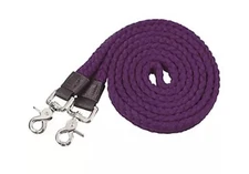 Tough 1 Pro Flat Cotton Roping Reins, 7 Ft, Purple
