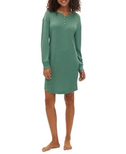 Gap Body Women S Henley Dorm Long-Sleeve Sleepshirt, Boggy Green, Size-LARGE