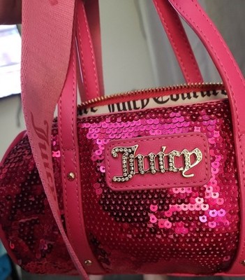 NWT Juicy Couture Pink Sequin Cylinder Bag w/ Rhinestones NWT