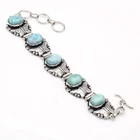 Dominican Republic Larimar Gemstone 925 Sterling Silver Handmade Bracelet 7-8"