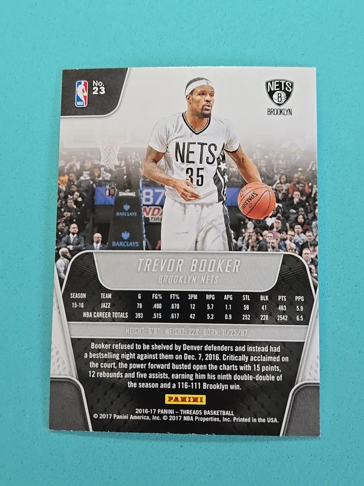 2016-17 Trevor Booker Panini Threads #23 - Image 2 of 2