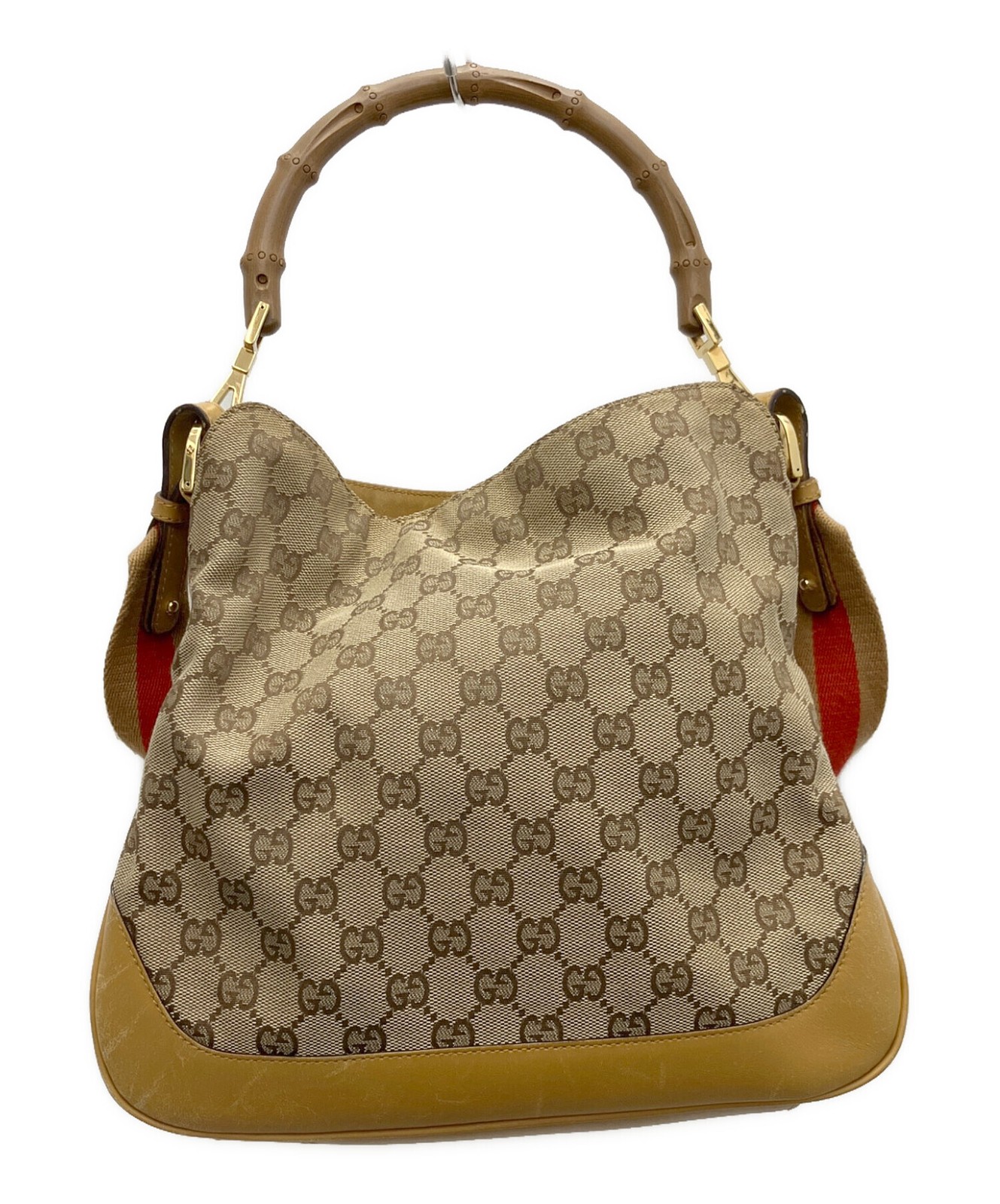 GUCCI Bamboo Handle 2WAY Bag Brown Leather Italy Model 001.4095.001553 SN2601