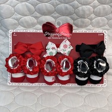 Baby Holiday Socks  Headwraps Girls Gift Set Size 0/6m Christmas Soft Headbands