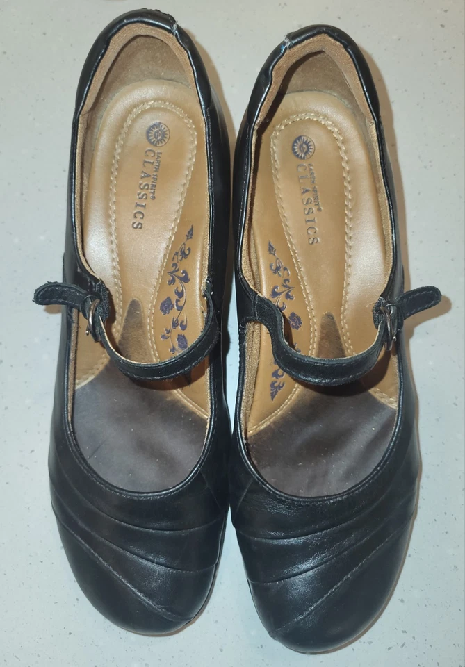 Earth Spirit Classics EE. UU. Talla 8 Tacones de Cuero Negro Mary Jane Hebilla EUR 40 Foto 3 de 4