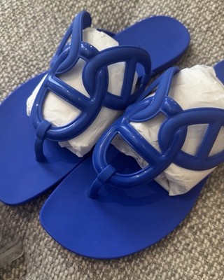 Hermes Paris Egerie Sandals Flip Flops Rubber 36 US 6 blue