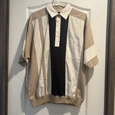 Vintage Classics by Palmland Men's Color Block Banded Hem Shirt LG Tony Soprano