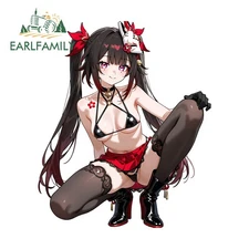 EARLFAMILY Sparkle Anime Car Sticker Bumper Artistic Rearview Mirror Decal