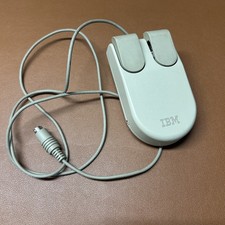 Vintage IBM Two Button Mechanical Ball Computer Mouse Untested For Parts Cracked