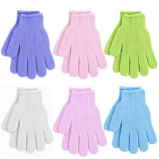 12 Pcs Exfoliating Gloves, Body Scrubber 6 Pairs, Purple