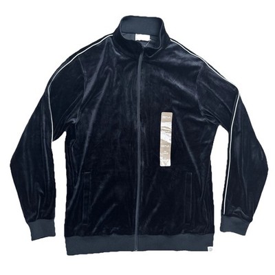 AGTAWH Men ST. Moritz Black Velour Bomber Jacket SIZE L 0047