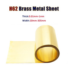 H62 Brass Metal Sheet Foil Plate Thickness: 0.01mm-1mm Width:10mm-305mm