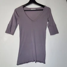 Michael Stars Gray 3/4 Sleeve One Size Fits Most Original Tee Y2K Made in USA