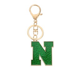 Initial Letter Keychain, A-Z Alphabet Keyring Letter N Metal Key Chain, Green