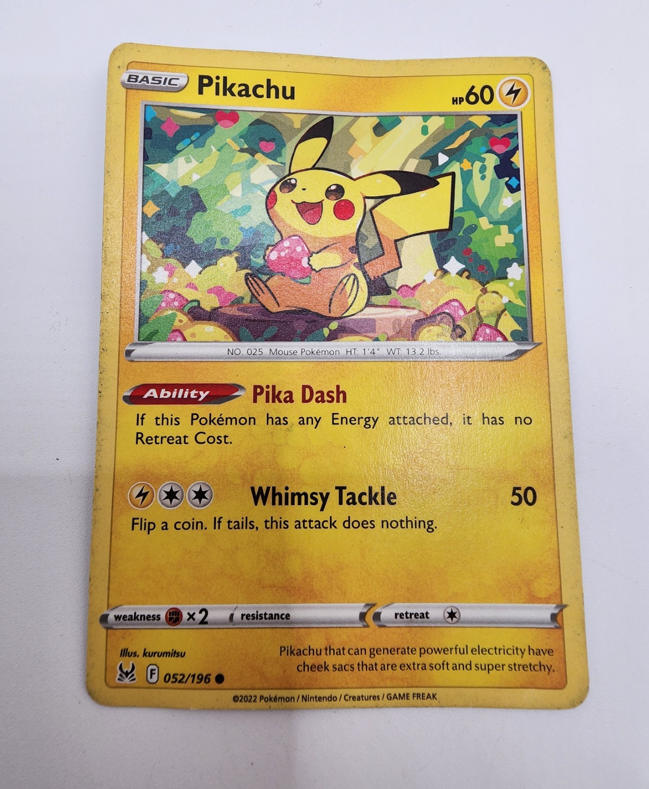Pokemon Pikachu basic Card Used 2022 052/196 Nintendo/Creatures/Game ...