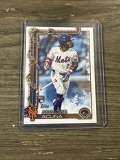 2025 Topps Holiday Luisangel Acuna RC Candy Cane Bat Variation #H113 & Base Mets