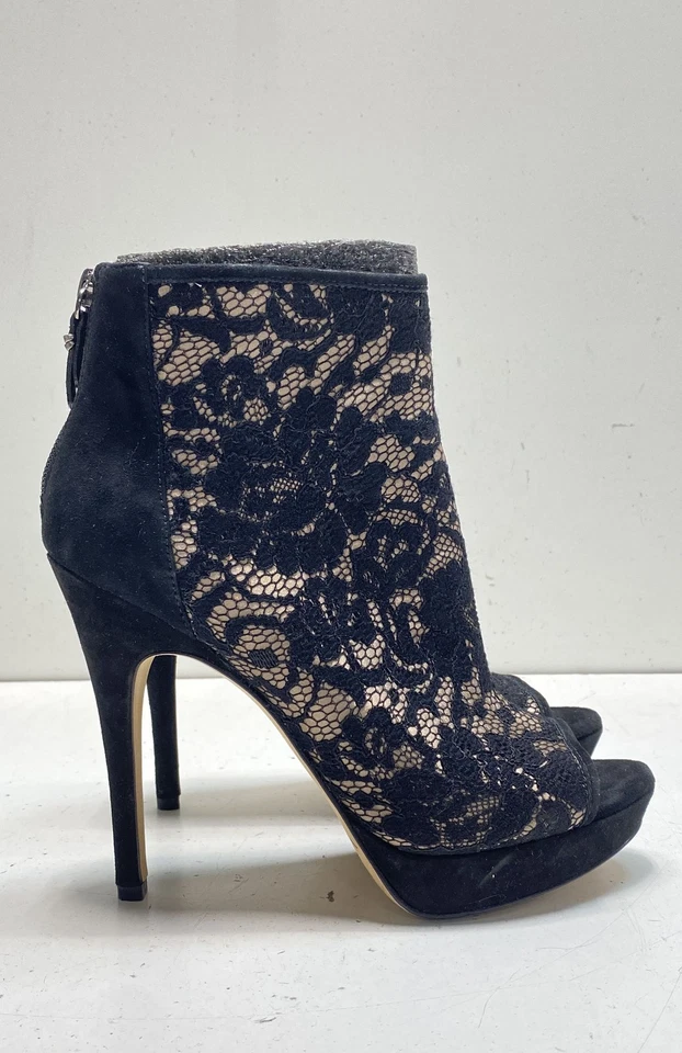 Botines Via Spiga para mujer negros de encaje floral de tacón alto talla 7,5 Foto 3 de 4