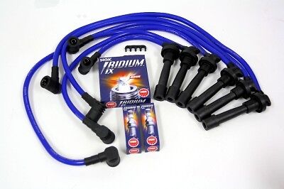 VMS 91-99 MITSUBISHI 3000GT V6 10.2MM SPARK PLUG WIRES NGK IRIDIUM PLUGS BLUE - Picture 1 of 1