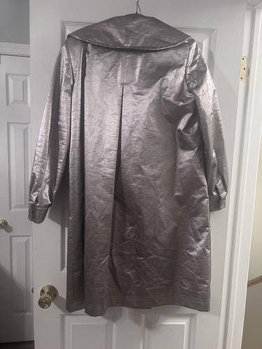 Ellen Tracy Opal Lavender Silver Metallic Trench Coat Size 10 - Picture 5 of 8