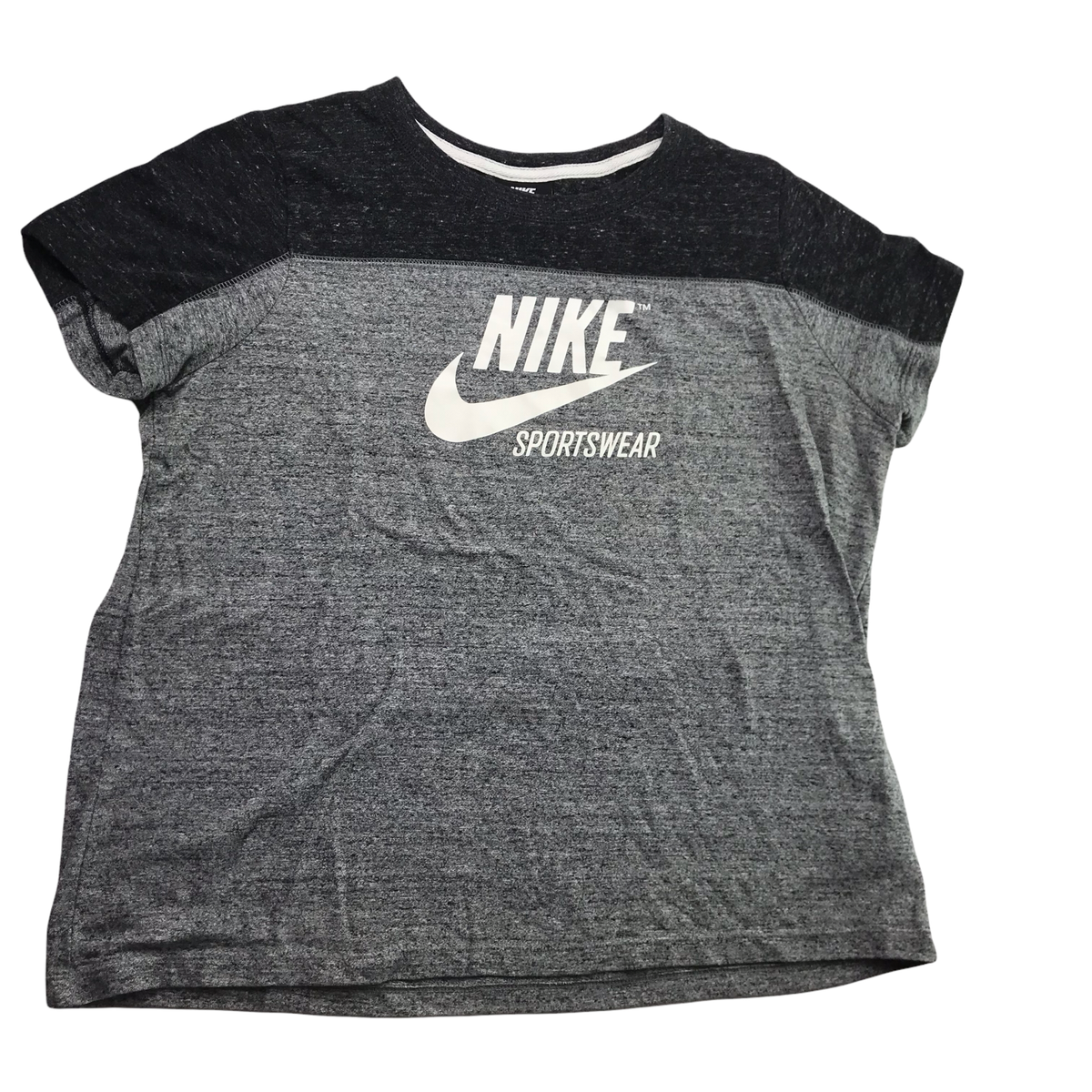 NIKE T Shirt Color Block Gray Size Women's XL Athletic Cap Sleeve