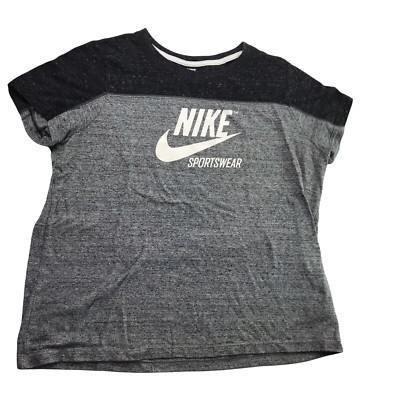 NIKE T Shirt Color Block Gray Black. Size Women's XL Athletic Cap Sleeve