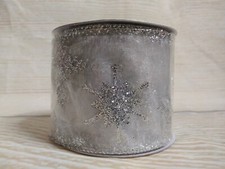 New Silver Snowflakes Winter 2.5"x9 FT Wired Sheer Ribbon Craft Bows Christmas
