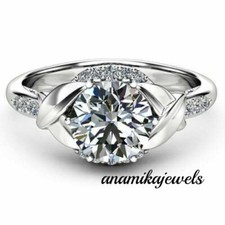 2.91CT Lab-Created Round Cut Diamond 14K White Gold Over Engagement Wedding Ring