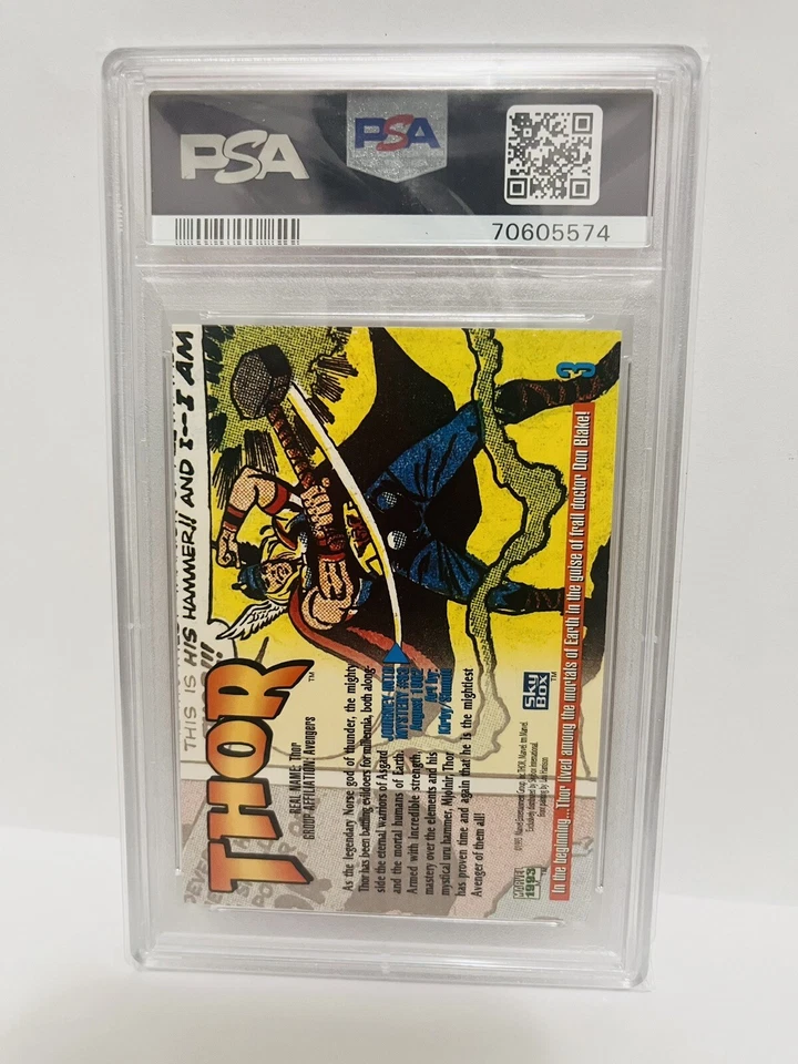 PSA 9 = 1993 SKYBOX MARVEL MASTERPIECES THOR - #3 -  MINT! - Image 2 of 3