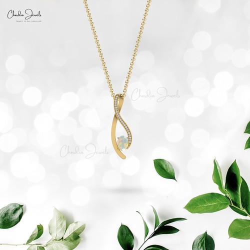 Colgante con superposición de diamantes de ópalo etíope AAA de 6x4 mm de oro de 14 k para mujer joyería fina - Imagen 13 de 22