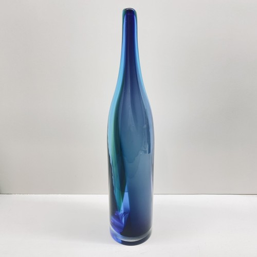 Hand Blown Art Glass Bottle Vase Blue Green Stretch Floris Meydam Style - Picture 5 of 8