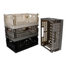 Mini Stacking Foldable Crate Basket With Handles Home Kitchen Office 22.2 x 15cm