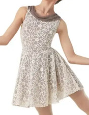 WEISSMAN Corner 10361 Brown/Ivory Lace FLORAL EMBROIDERED DRESS Dance LA L Child