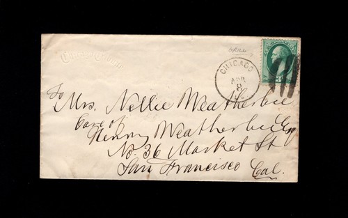 Newspaper Embossed Chicago Tribune c1878 Washington Grill Fancy Cancel Cover 9m - Picture 1 of 3