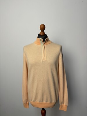 Ermenegildo Zegna mens Premium Cashmere suede trim 1/4 zip sweater