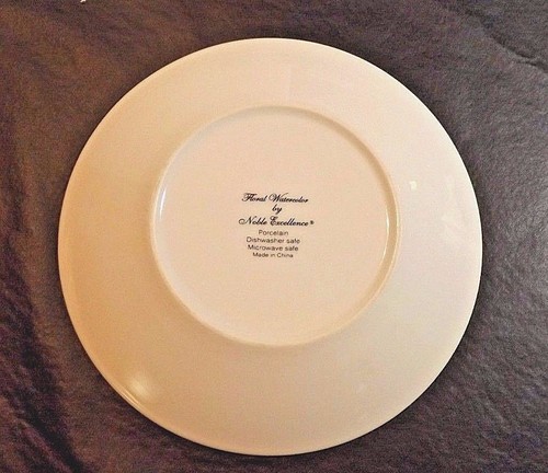 ACUARELA FLORAL POR NOBLE EXCELENCIA PORCELANA PLACA REDONDA 8 PULGADAS - Imagen 3 de 5