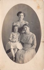 RPPC Three Sisters CDV Victorian Lace Dress Marratt Antique Photo Postcard C37