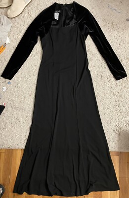 JONES NEW YORK EVENING black long sleeve full length velvet dress 8 medium  m | eBay