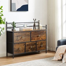 Cómoda de madera con 5 cajones armario de almacenamiento de ropa cómoda unidad organizadora