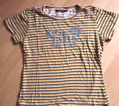 T-Shirt von Vera Moda,Größe 38/40,gestreift mit Aufdruck,gut bis sehr gut erh.