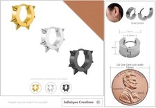 Men's Women's Unisex Beautiful Spiked Round Stainless Steel Hoop Huggie Earrings