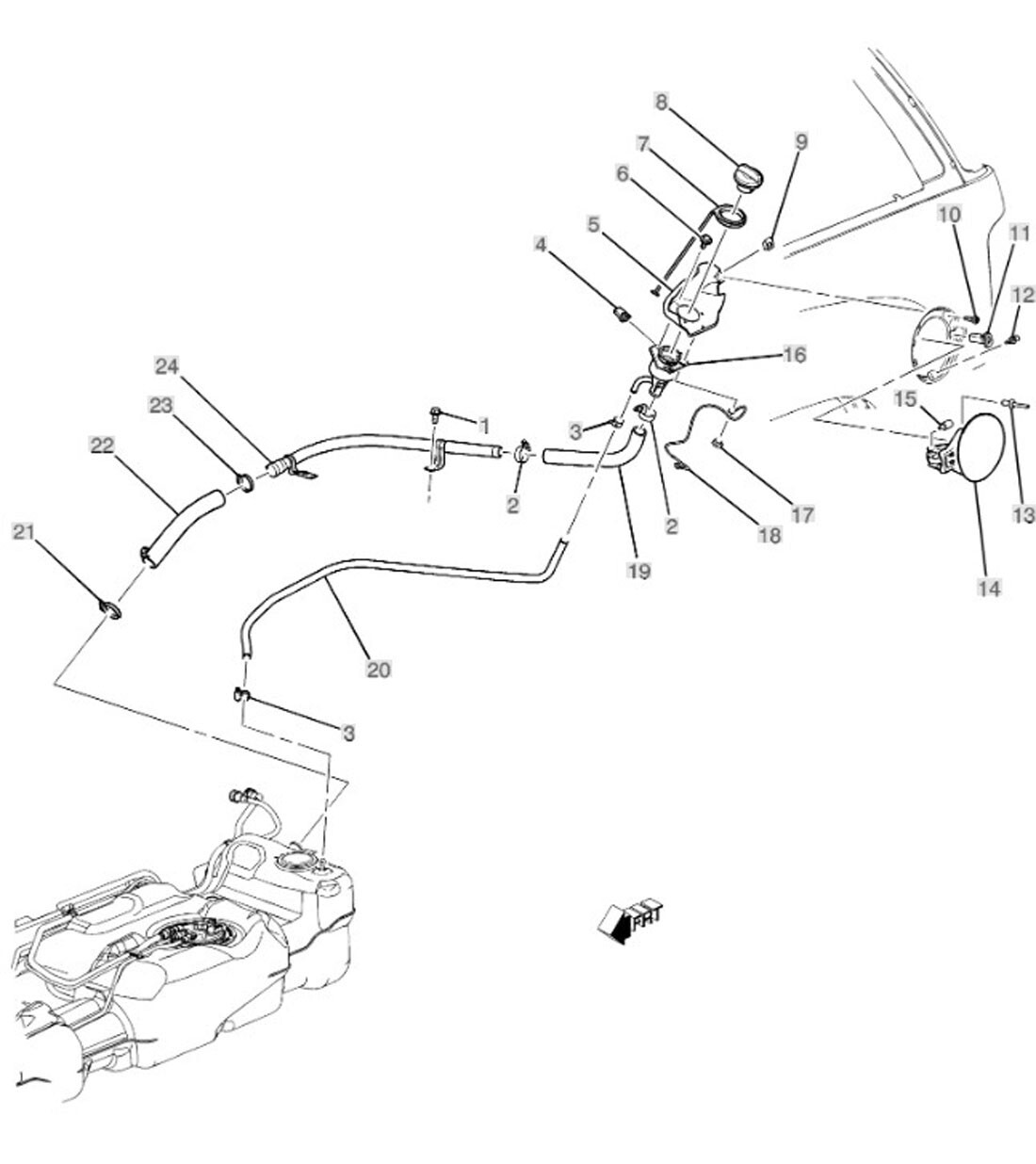 Fuel Tank Filler Pipe OEM 2009-2014 Cadillac Escalade Chevrolet Tahoe GMC Yukon