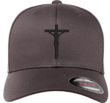 Custom Cross Embroidered Hat FLEXFIT Blessed Religious Christ Jesus Crucifix 