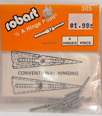 Original Factory Robart RC Parts #305 1/2'' ''A'' Hinge Point New In Package 6pc