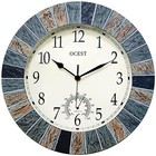 	OCEST 13 Inch Outdoor Indoor Waterproof Wall Clock With Thermometer Brown	
