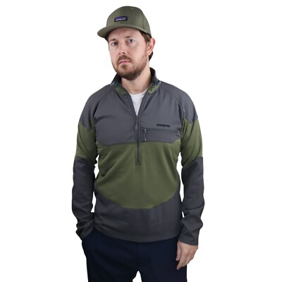 Patagonia R1 Fitz Roy Polartec Fleece Fishing Pullover Shirt Mens M Green Jacket