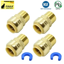 4 PC 3/4" PUSH FIT X 3/4" MALE NPT THREADED SHARKBITE STYLE ADAPTERS - LEAD FREE