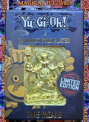 Yugioh Time Wizard Limited Edition 24 Karat Gold Plated Metal Card