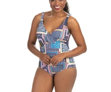 Dolfin Aquashape Byzantine Print Surplice One Piece Swimsuit size 14