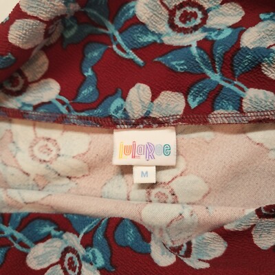 Jupe LuLaRoe Cassie Taille XS - Droite Crayon Longueur Genou - Imprimé Floral Feuilles Bordeaux/beige/marron