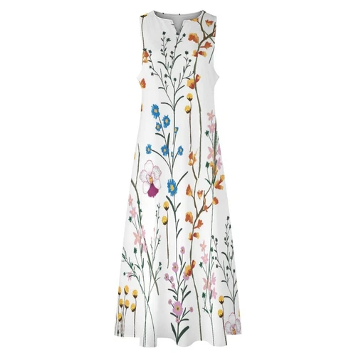 Womens Plus Size Cotton Sleeveless Long Maxi Dress Casual Loose Sundress - Picture 13 of 38