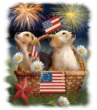 American Flag Shirt, Puppies, 4th of July, Patriotic Pups, Fireworks, Small - 5X